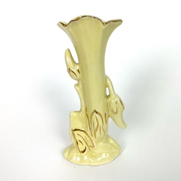 Vintage 22K Gold Hand Painted Yellow Bud Vase - Picture 5 of 5